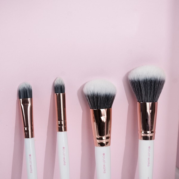 Brushworks White & Gold Travel Makeup Brush Set