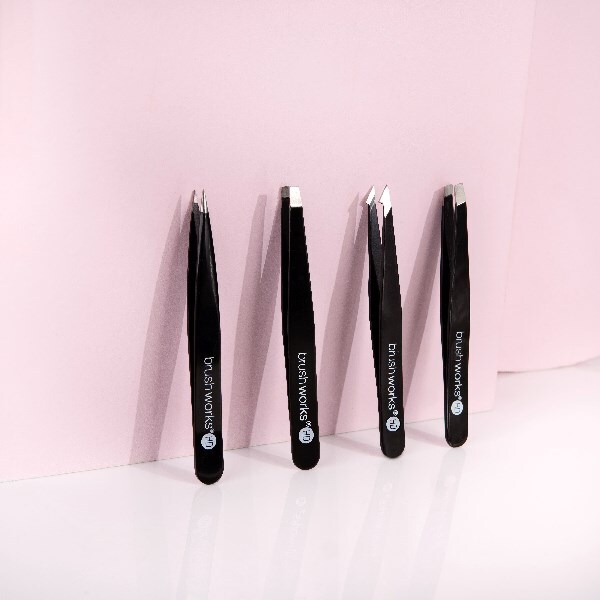 Brushworks 4 Piece Combination Tweezer Set - Black