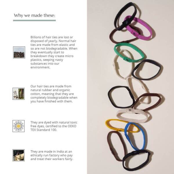 Wild & Stone | Plastic Free Hair Ties - 6 Pack - Natural