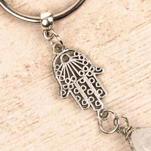 Myga Keyring - Hamsa & Clear Quartz