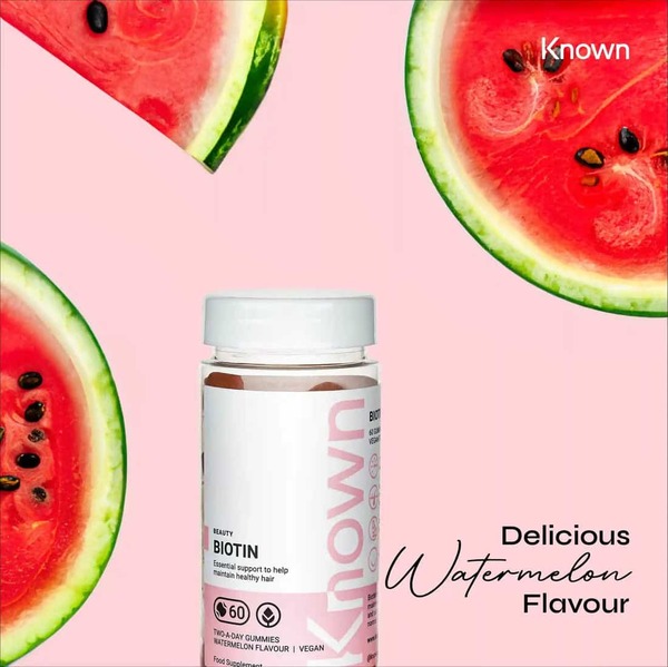 Known Nutrition Biotin Watermelon Vegan Hair Gummy Supplement x 60