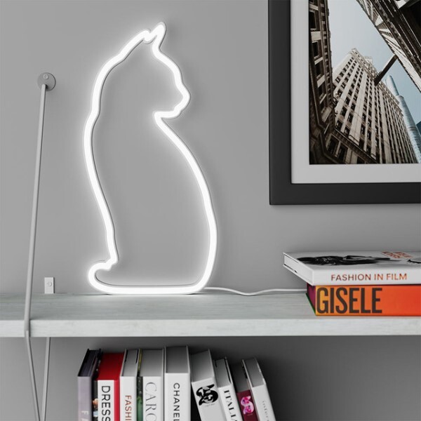 Mustard Cat Shaped Neon-Style LED Light