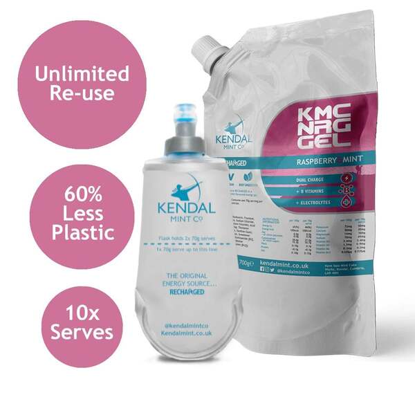 KMC Energy Gel Refill Raspberry & Mint  + Flask Bundle