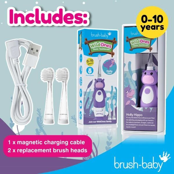 Brush Baby WildOnes-Hippo Toothbrush & Applemint Toothpaste