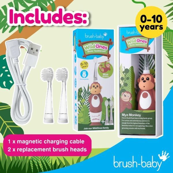 Brush Baby WildOnes-Monkey Toothbrush & Applemint Toothpaste