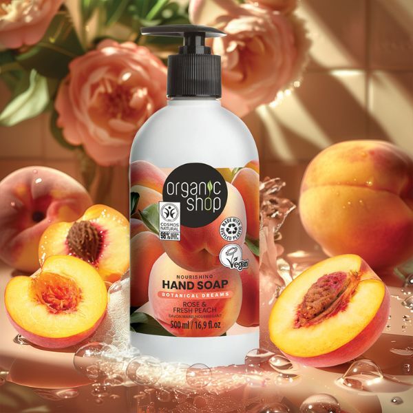 Organic Shop Nourishing Hand Soap Rose & Peach 500ml