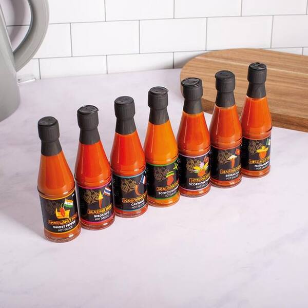 7 Bottle of Hot Sauce Packed in Window Box