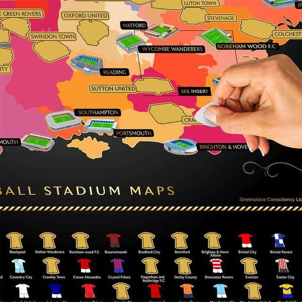 UK Football Stadium Scratch Map