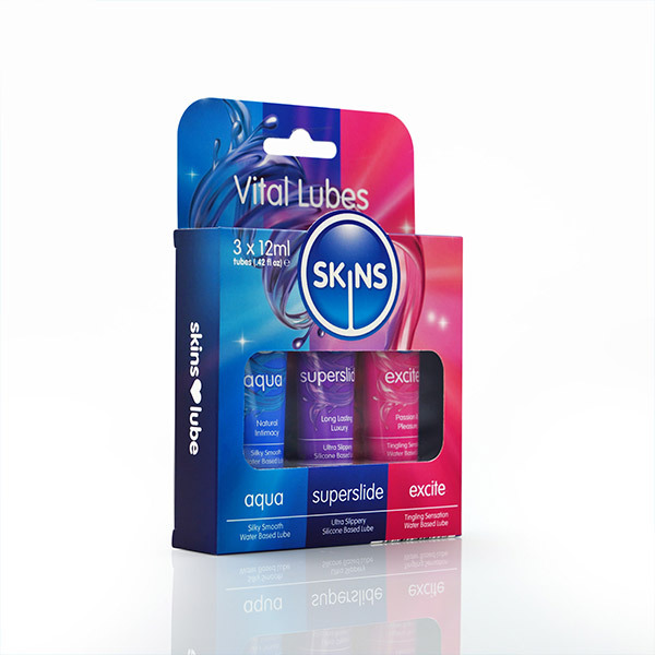 Skins Travel Lube Multipack - Vital Lubes 3 Pack (12ml)