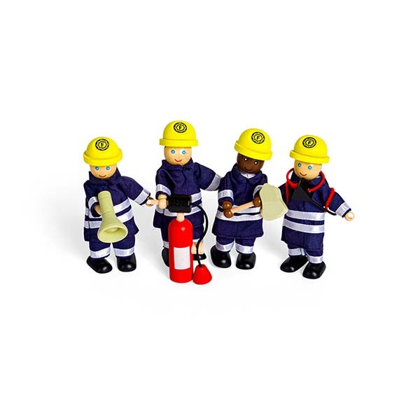 Tidlo 4 Wooden Firefighter Figures with Accessories