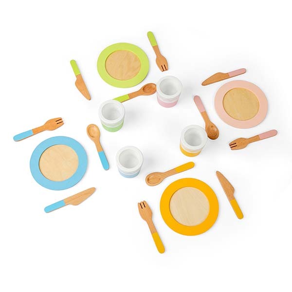 Bigjigs Toys Wooden 20 Piece Dinner Service Set