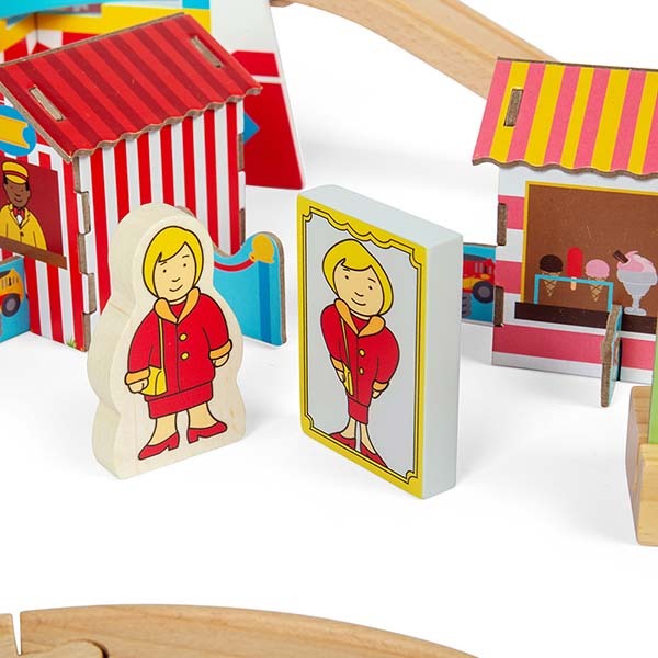 Bigjigs Rail Wooden Fun Fair Train Set, 54 Play Pieces