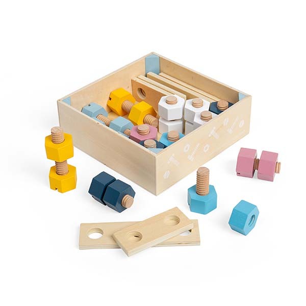 Bigjigs Toys Crate of Woden Nuts and Bolts