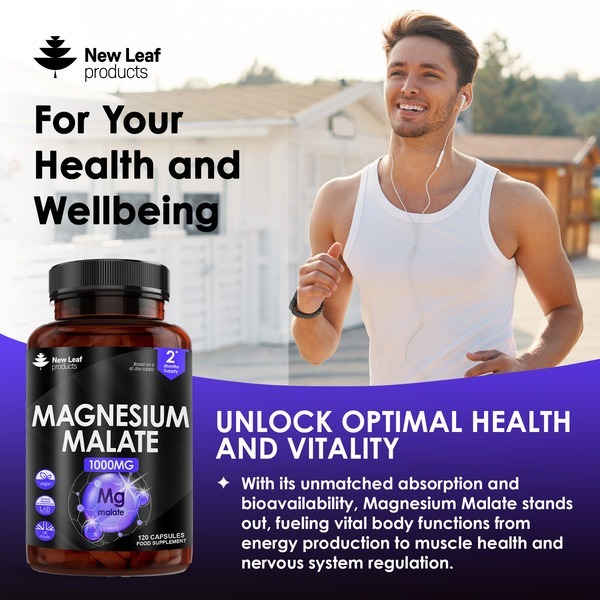 New Leaf Magnesium Malate 120 High Strength Capsules 1000mg