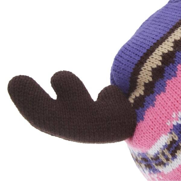 FLOSO Kids Fairisle Moose Winter Beanie Hat With Antlers