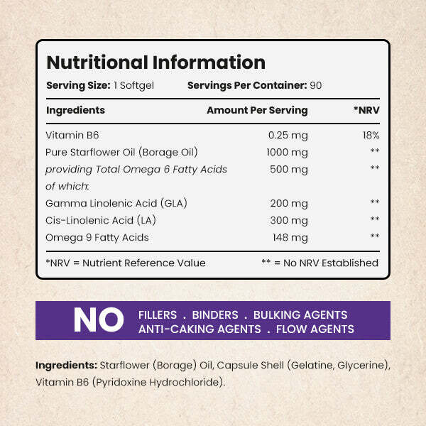 VitaBright 90 x 1000mg Starflower Oil Capsules Plus Vit B6