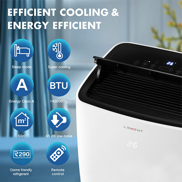 Lexent Portable Air Conditioner 14000 BTU Dehumidifier 40L