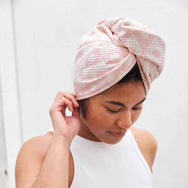 Dock & Bay Quick Dry Waffle Hair Wrap - Diamond Pink