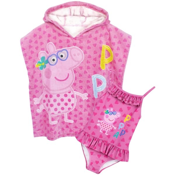 Peppa Pig Girls Swimsuit And Poncho Set (3-4 Years)