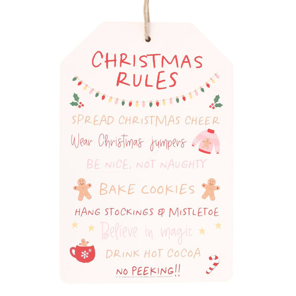 Something Different Christmas Rules Hanging Sign