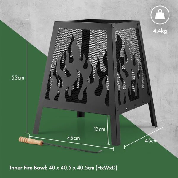 VonHaus Fire Pit Square Flame Pattern