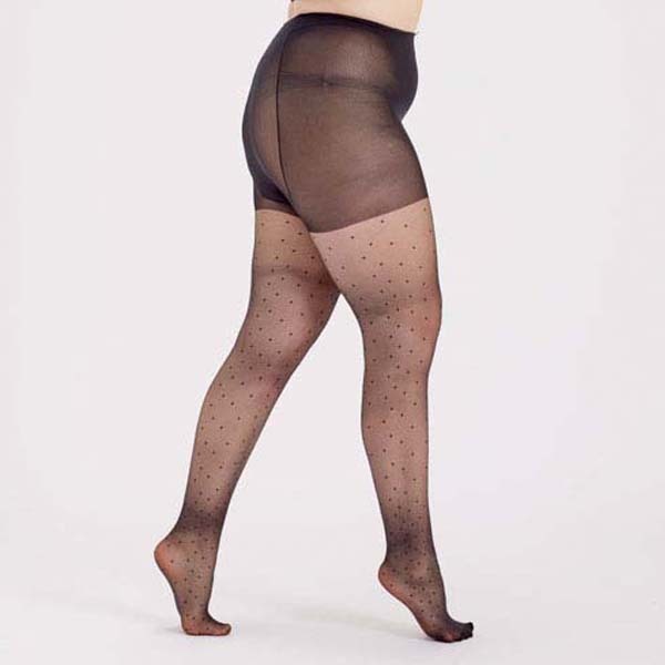 Pretty Polly Curves Pin Spot Tights Black - XXL