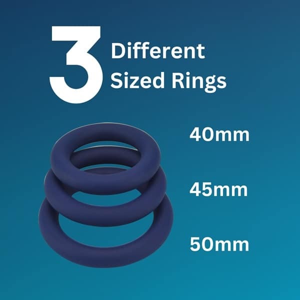 Loving Joy Thick Silicone Cock Rings 3 Pack Navy