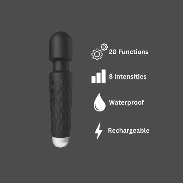 Loving Joy 20 Function Wand Vibrator Sex Toy Black