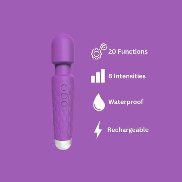 Loving Joy 20 Function Wand Vibrator Sex Toy Purple