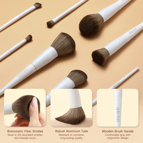 Livingandhome 16pcs Professional Makeup Brush Set- White