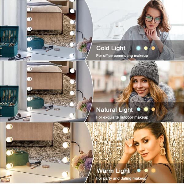 Livingandhome Hollywood Vanity Mirror with LED Bulbs