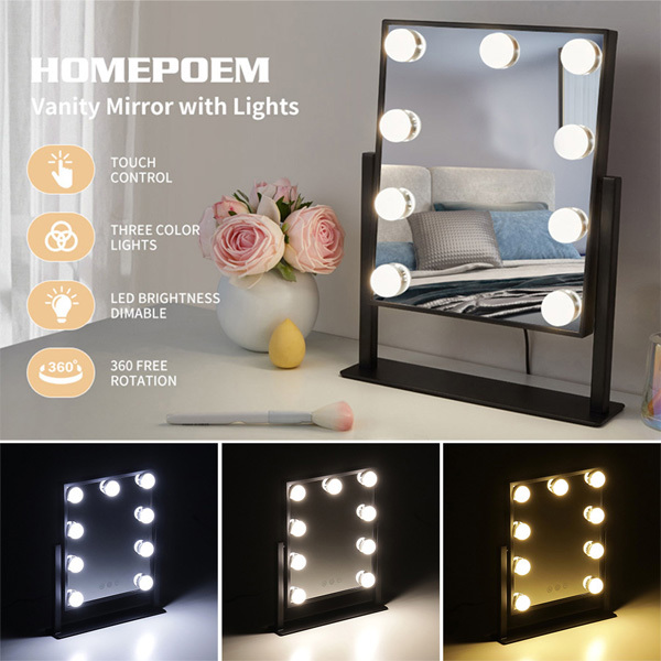 Livingandhome Hollywood Vanity Mirror with 9 LED Bulbs