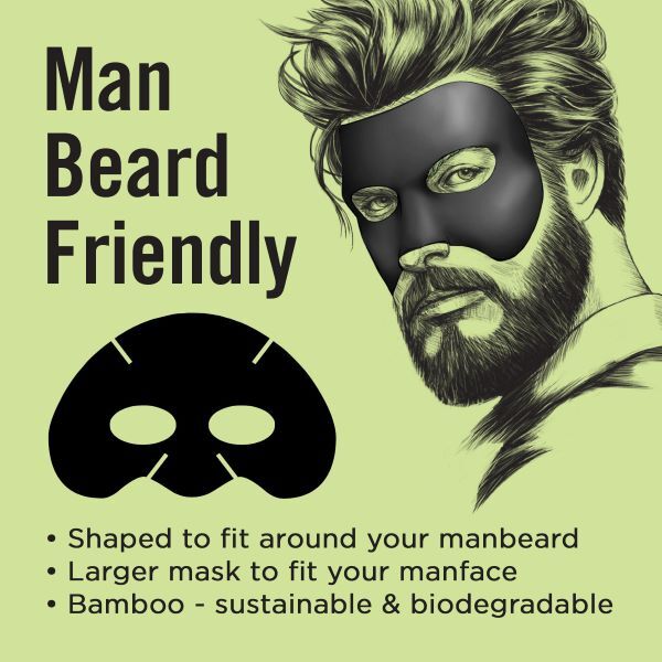 Fuss Free Naturals Mens Charcoal Face Mask, Bearded