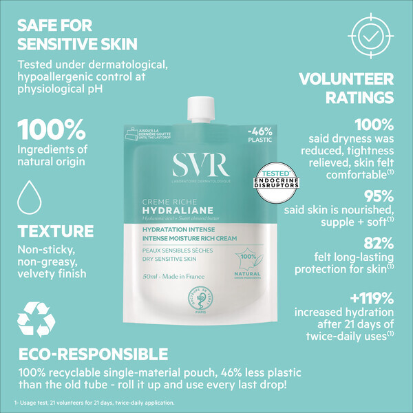 SVR HYDRALIANE Hyaluronic Acid Moisturiser, Rich 50ml