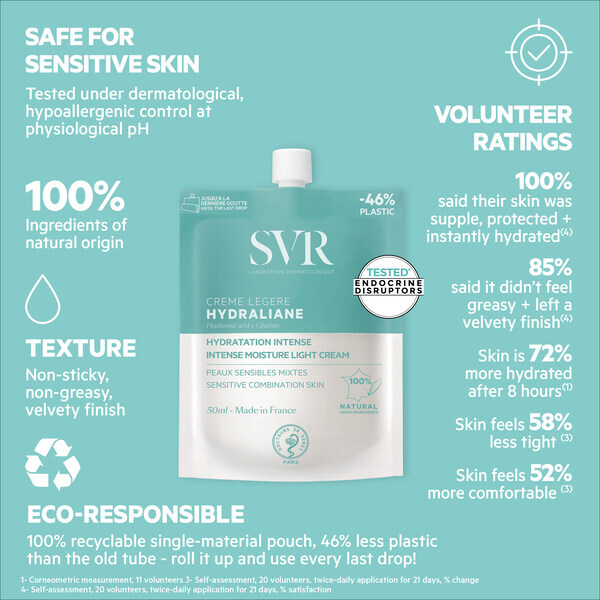 SVR HYDRALIANE Hyaluronic Acid Moisturiser, Light 50ml