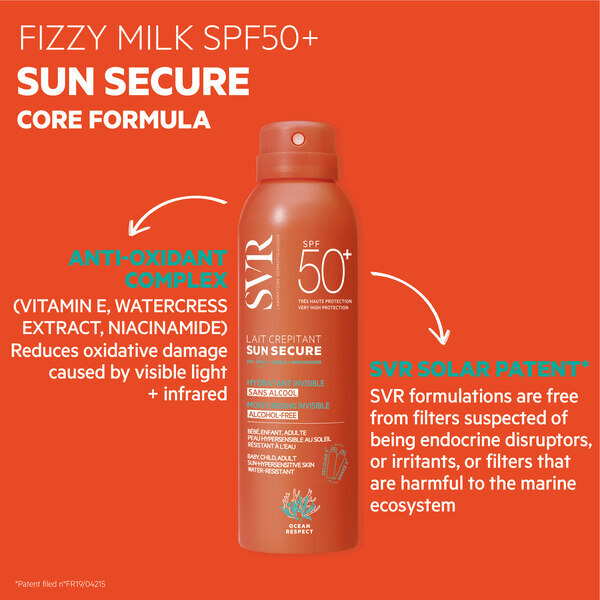 SVR SUN SECURE SPF 50+ Face and Body Fizzy Milk, 200ml