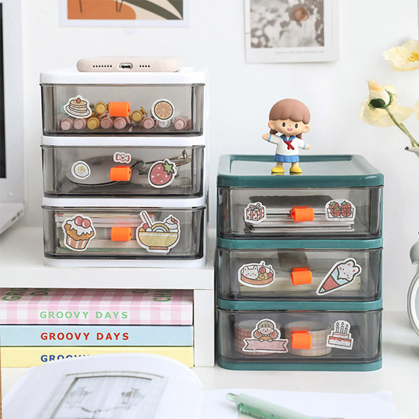 Livingandhome Drawer-Style Stationery Cosmetic Storage Box