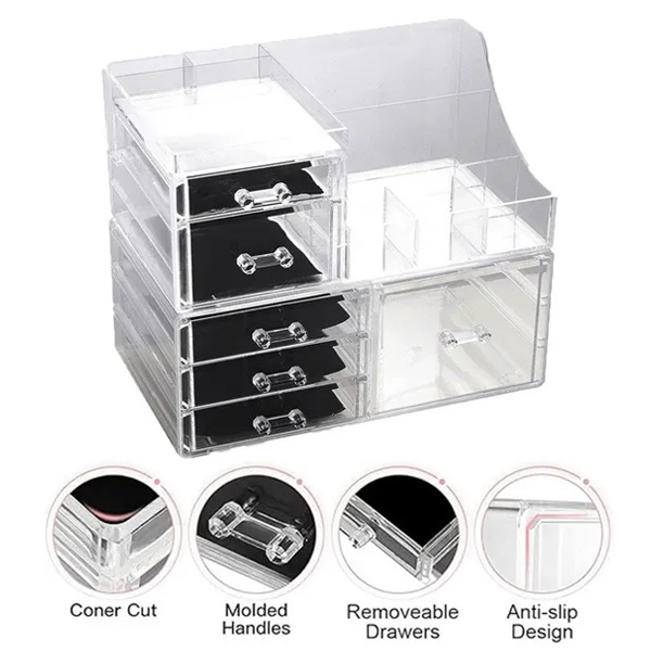 Livingandhome Transparent Makeup Organizer with Drawers