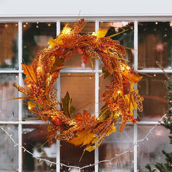 Livingandhome Autumn Golden Sorghum Wreath