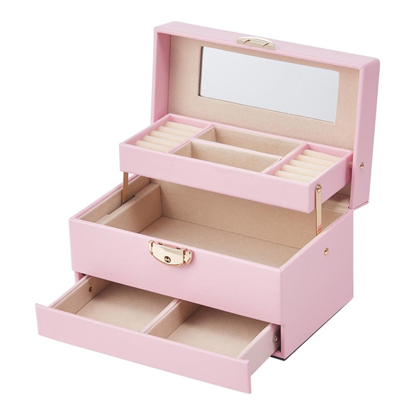 Livingandhome Lockable Jewellery Storage Box - Pink