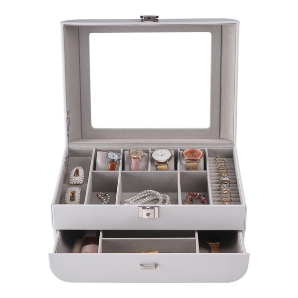 Livingandhome Stylish Jewellery Storage Box with Watch Slots