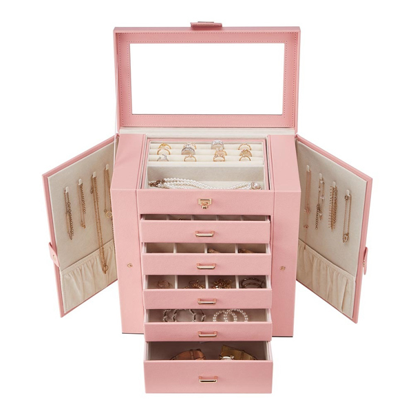 Livingandhome Jewellery Box with Drawers and Mirror