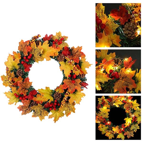 Livingandhome Artificial Maple Leaf Wreath