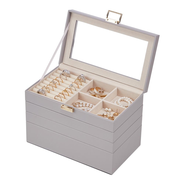 Livingandhome Jewellery Storage Box with Transparent Lid