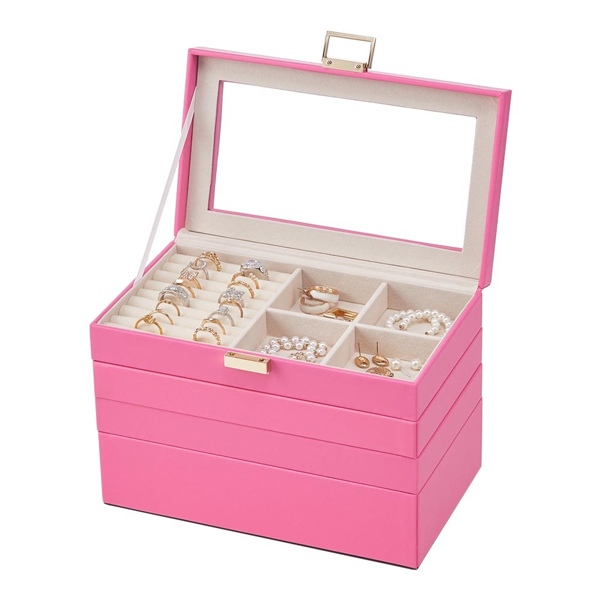 Livingandhome Jewellery Storage Box with Transparent Lid