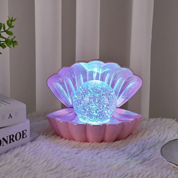 Prezzybox Pink Pearl LED Clam with Glitter Pearl Lamp