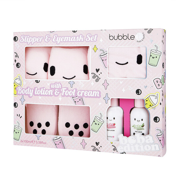 Bubble T Boba Slippers & Eye Mask Set