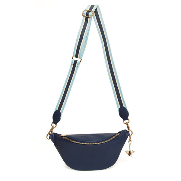 Alice Wheeler Navy Banana Bag