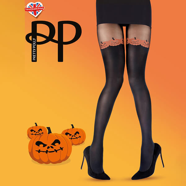 Pretty Polly Pumpkin Tights Black Mix - One Size