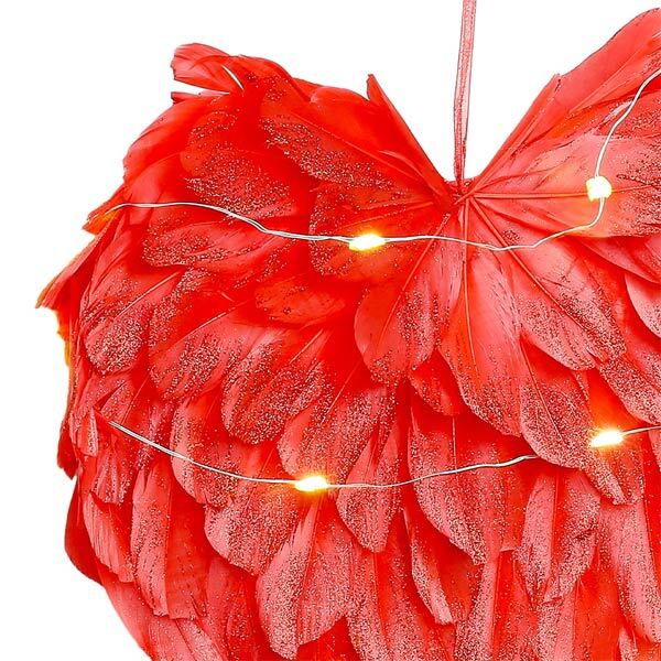 Livingandhome LED Light Red Feather Hanging Ornament